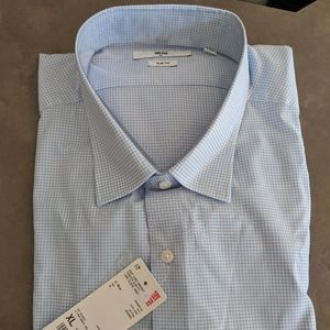 Uniqlo XL Easy Care slim fit blue check shirt